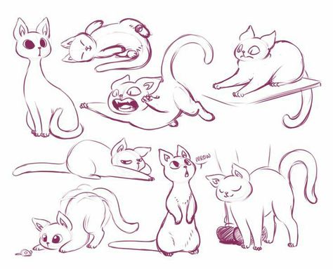 Cat Poses, Cat Drawing Tutorial, Cats Art Drawing, Cute Cat Drawing, Cat Pose, Cute Animal Drawings, Drawing Base, Drawing Poses, Drawing Reference Poses