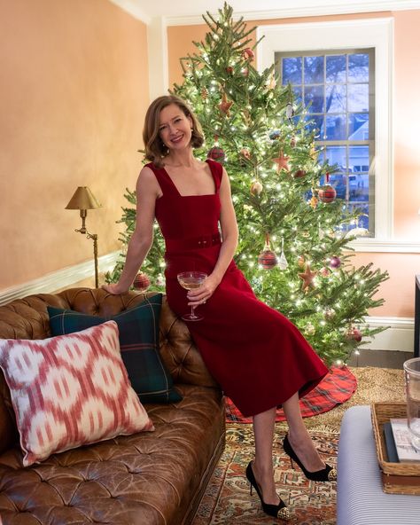 Stacie Flinner Emilia Wickstead Red Velvet Petra Dress Stacie Flinner, Red Christmas Dress, Christmas Dress Women, Emilia Wickstead, Christmas Celebration, Quick Outfits, Christmas Dress, Outfit Posts, Classic Christmas