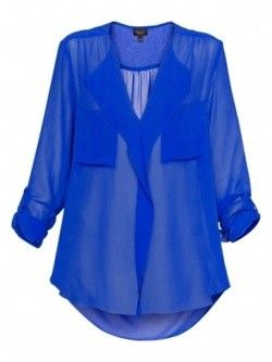 blue sheer shirt - Love!!  Found mine at Kohl's - Rock & Republic (with collar) for $58 with coupons and all came out to be 21bucks Finer Womanhood, Slow Cook, Blue Skies, Look Plus, Looks Style, Blue Blouse, Look Cool, Cobalt Blue, Style Me Pretty