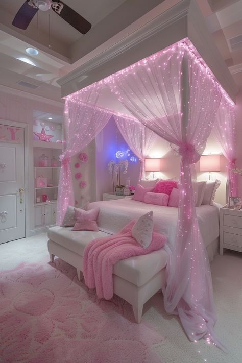 Girly Pink Bedroom, Girly Room Decor, Pink Bedroom For Girls, Dream Bedroom Inspiration, Luxury Room Bedroom, Pink Bedroom Decor, Pink Room Decor, Classy Bedroom, Tranquil Retreat