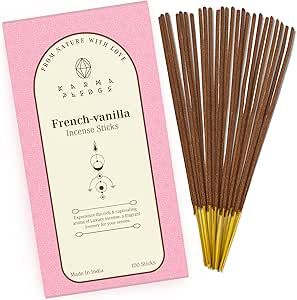 French Vanilla Incense Sticks, Organic Hand Dipped 100 Sticks with Natural Herbs & Aromatic Ingredients, Burn Time 45 to 60 Minutes, Incense for Positivity, Meditation, Relaxation, Spiritual Gift Vanilla Incense, Meditation Relaxation, 2024 Wishlist, French Vanilla, Natural Herbs, 60 Minutes, Spiritual Gifts, Incense Sticks, Pharmacy Gifts