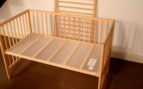 Convert Ikea Crib to Co-Sleeper - Imgur Ikea Crib Hack Co Sleeper, Ikea Crib Co Sleeper, Crib Beside Bed, Ikea Bedside Crib, Ikea Crib Hack Sniglar, Ikea Co Sleeper Hack, Ikea Singular Crib Hack, Sniglar Crib Nursery Ikea Hacks, Ikea Crib Sniglar