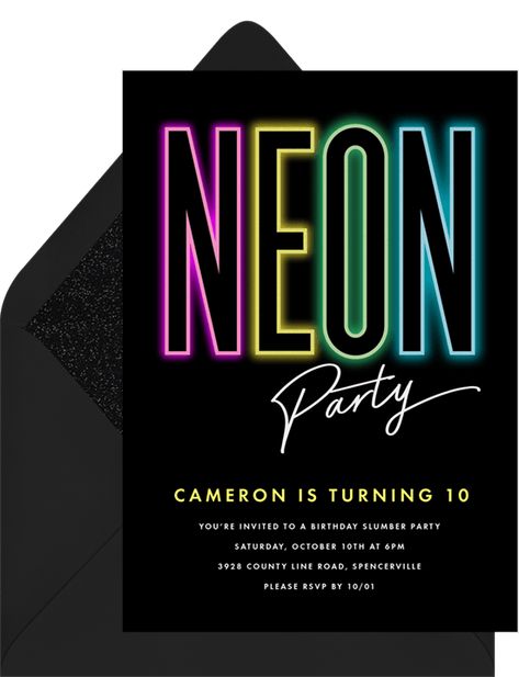 Neon Party Invite, Glow Party Invite, Neon Birthday Party Invitations, Glow Party Invitations, Party Invitations Templates Free, Neon Dance Party, Neon Pool Parties, Neon Party Invitations, Party Invitations Templates