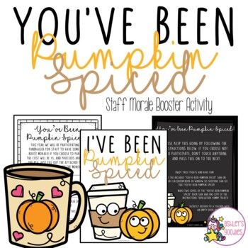 This You've Been Pumpkin Spiced Staff activity is perfect to start off the Fall season and have fun!Included in this packet:Editable LetterEditable Letter with tear off stripLetter with tear off stripDirections to include to each teacher (multiple templates)Poem (multiple templates)Gift tags (small-4 per sheet and large- 2 per sheet)Door hanger to let the others know "I've Been Booed!"Door sign to postCheck out the preview to see the styles included!Check me out on Pinterest and Facebook!Also, f Fall Activities For Workplace, Fall Employee Engagement Ideas, You’ve Been Mugged Fall, November Staff Morale Booster, Fall Staff Appreciation Ideas, Staff Morale Booster Teachers, Fall Teacher Gifts, Teacher Morale, Been Booed