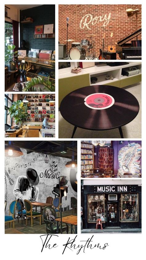 #musicalcafe #cafes #interior #interiordesigns #designs #designers #interiordesigners #music #songs #hardrockcafe #pop Cafe Mood Board, Music Interior Design, Music Cafe, Cafe Music, Roxy Music, Follow My Page, Cafe Interior Design, Interior Design Portfolio, Rock Cafe