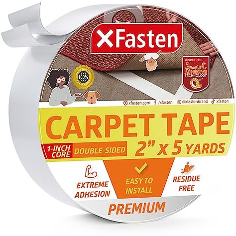 XFasten Double Sided Carpet Tape - Heavy Duty 2” x 30 yds Residue-Free Carpet Tape for Area Rugs Over Carpet, Keep Rug in Place, Rug Tape Hardwood Floor, Anti Slip Double Sided Rug Tape for Carpet - - Amazon.com Area Rugs Over Carpet, Rugs Over Carpet, Rug Over Carpet, Rug Gripper, Hardware Tape, Rug Tape, Carpet Tape, Rugs And Mats, Large Carpet