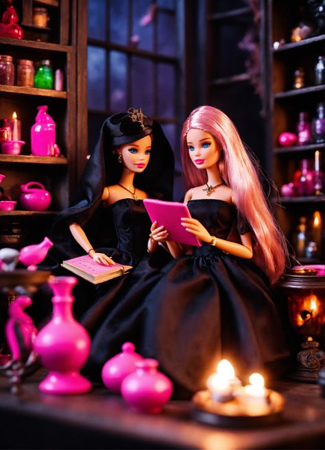 Barbie 
Barbie witch 
Barbie witch aesthetic 
Pink witch 
Pink witch aesthetic 
Aesthetic 
Pink world 
Pink 
Pink aesthetic 
Barbie dolls 
Witches aesthetic 
Witches 
Witchcraft 
Witchcraft aesthetic Witch Barbie, Barbie Display, Barbie Witch, Halloween Dolls, Barbie Halloween, Barbie Room, Ballet Beauty, Poster Girl, Barbie Gowns