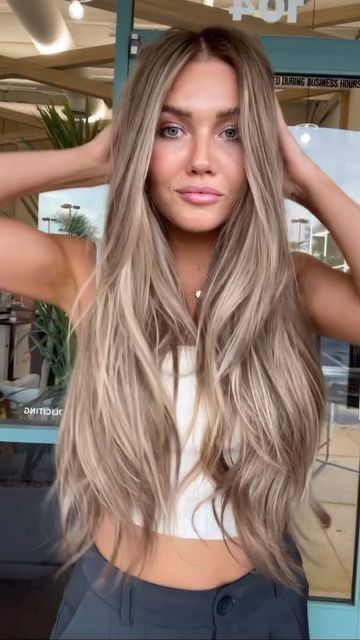 Long Brown Blonde Hair, Color Hair Extensions Ideas, Blonde Extensions In Brown Hair, Dirty Blonde Extensions, Blonde To Brunette Hair, Hair Styles With Extensions, Blonde Hair With Extensions, Arizona Sign, Brown Extensions