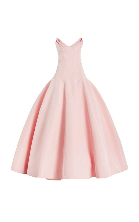 Strapless Faille Silk Gown By Monique Lhuillier | Moda Operandi Barbie Pink Gown, Gown Moda Operandi, Resort 2024 Collection, Pink Strapless Dress, Resort 2024, Dress Business, Long Gown Dress, French Fabric, Pink Gowns