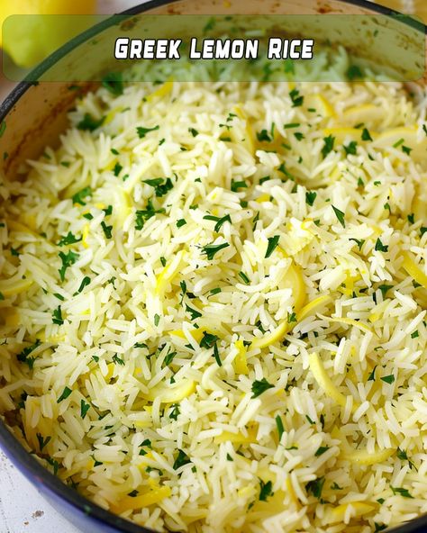 Lemon Rice Recipe, Greek Rice, Greek Lemon Rice, Orzo Salad Recipes, Lemon Rice, Rice Ingredients, Rice Recipe, Crockpot Recipes Easy, White Rice