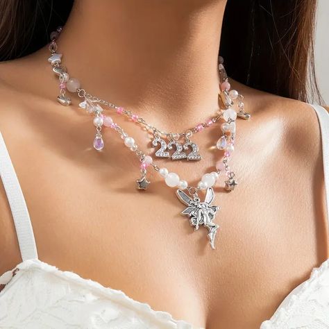 Heart Rhinestone, Sweet Necklace, Faux Pearl Necklace, Niche Design, Y2k Style, Costume Party, Faux Pearl, Womens Necklaces, Pearl Necklace