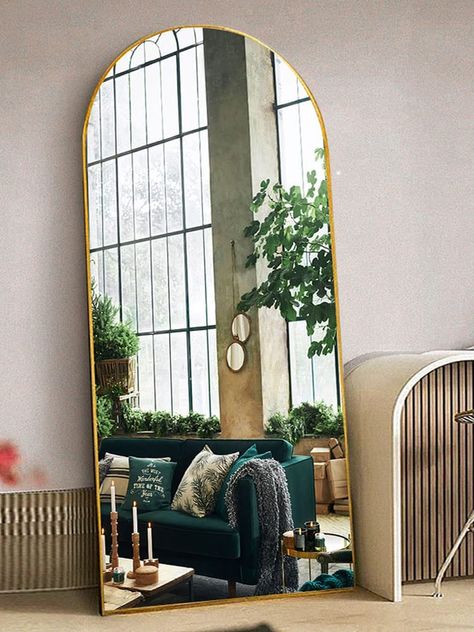 Otlsh Floor Mirror, Arched Full Length Mirror with Stand, Standing Mirror, Full Body Mirror, 71"×30" Large Mirror, Wall Mirror, Freestanding, Wall Mounted, Aluminum Frame - Gold Full Length Mirror Gold, Arched Full Length Mirror, Arched Floor Mirror, Freestanding Wall, Full Length Mirror Stand, London Bedroom, Full Body Mirror, Free Standing Wall, Mirror Large