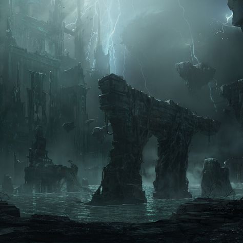 Shadow Isles Art, Lol Shadow Isles, Shadow Isles League Of Legends, Underdark Concept Art, Dark Fantasy Environment Concept Art, Shadow Realm Concept Art, Shadow Isles, Shadow Landscape, Dark Dungeon