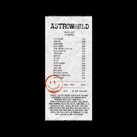 Astroworld Receipt, Receipt Graphic Design, Receipt Design Aesthetic, Receipts Aesthetic, Receipt Png, Receipt Aesthetic, Receipt Poster, Receipt Design, Cv Original