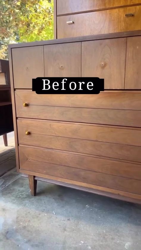 MCM tall dresser makeover🤍 It looks fresh and new! #furnitureflip #furnituremakeover #SanFranciscoFurniture #refinishedfurniture | Jina Lee | Jina Lee · Original audio Repurpose Tall Dresser Diy, Tall Dresser Makeover, Mcm Dresser Makeover, Mcm Dresser, Furniture Fix, Wardrobe Makeover, Tall Dresser, Dresser Makeover, Flipping Furniture