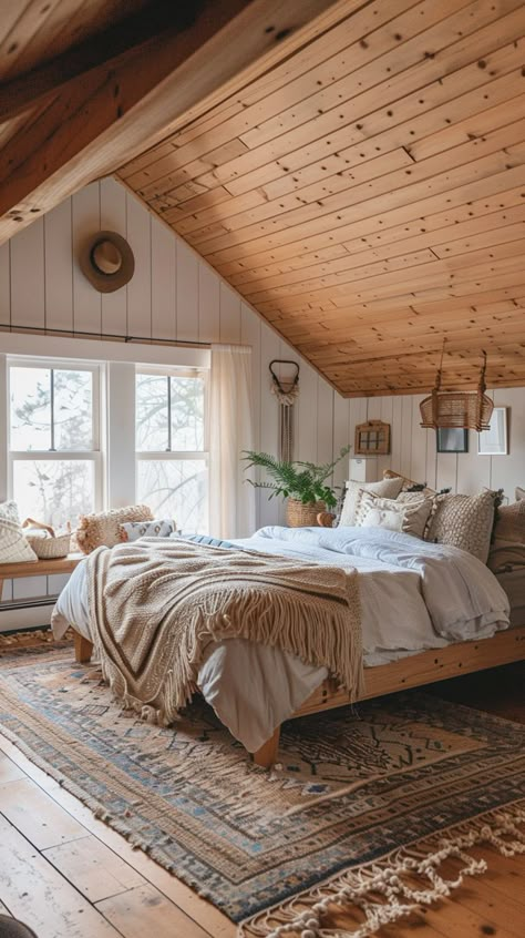 Dark Wood Bedroom Furniture, Bedroom Moody, Farmhouse Boho Decor, Dark Wood Bedroom, Baddie Apartment, Dark Wood Furniture, Wainscoting Panels, Wood Bedroom Furniture, Attic Bedrooms