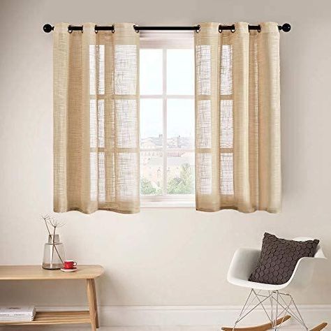 Curtain Panels Living Room, Short Window Curtains, Dining Room Window Treatments, Semi Sheer Curtains, Window Curtains Living Room, Window Curtains Bedroom, Small Curtains, Small Window Curtains, Dining Room Windows