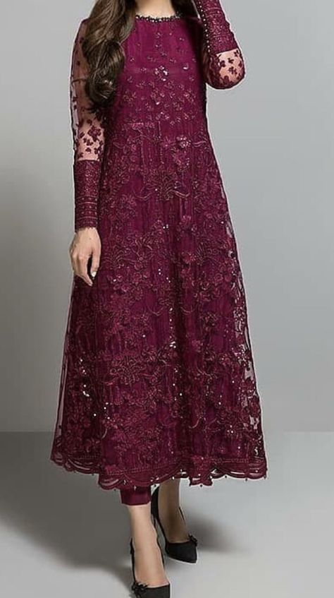 Pakistani Net Frocks And Gowns, Fancy Party Wear Dresses Pakistani, Net Fabric Suit Designs, Pakistani Net Suits Party Wear, Net Umbrella Kurti Design, Net Dresses Design Ideas Pakistani, Kurti Designs Latest Wedding, Latest Frock Designs For Women Pakistani, Net Kurti Designs Latest