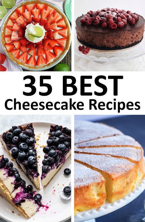 The 35 BEST Cheesecake Recipes - GypsyPlate Unique Cheesecake Recipes, Best Cheesecake Recipes, Homemade Cheesecake Recipes, Raspberry No Bake Cheesecake, Orange Baking, Pumpkin Cheesecake Bars, Birthday Cake Decorating Ideas, Mango Cheesecake, Homemade Cheesecake