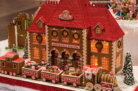 north pole station by raspberrytart, Gingerbread Train, Gingerbread House Designs, Make A Gingerbread House, All Things Gingerbread, Gingerbread House Cookies, Gingerbread Village, Mansion Designs, Cookie House, Gingerbread Decorations