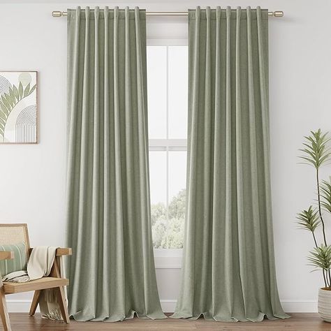 Amazon.com: Guken White Linen Blackout Curtains 102 Inch Length 2 Panels Set for Living Room Bedroom Back Tab Thermal Insulated 100% Black Out Linen Drapes Room Darkening Window Curtains 102 Inches Long White : Home & Kitchen Sage Curtains Nursery, Sage Green Curtains Nursery, Olive Curtains Living Room, Sage Curtains Living Rooms, Green Curtains Nursery, White Curtains Nursery, Sage Green Curtains Living Room, Green Curtains Bedroom Ideas, Sage Green Drapes