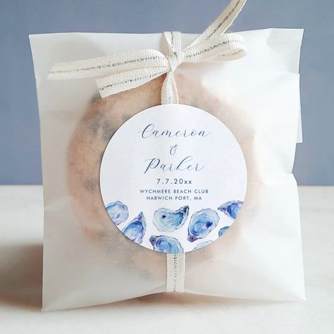 Oyster Blue Watercolor Wedding Favor Classic Round Sticker Watercolor Oyster, Eolia Mansion, House In Maine, Shell Sticker, Nautical Wedding Favors, Wychmere Beach Club, William Aiken House, Cliff House, Coastal Elegance