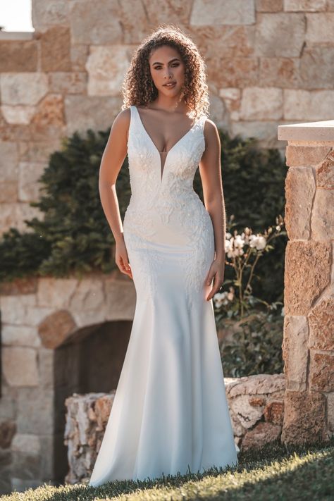 A1201 | Allure Bridals V Neck Sheath Wedding Dress, Alice Rose, Designer Bridesmaid Dresses, Sheath Wedding, Allure Bridals, Allure Bridal, Bridal Collection, Dream Dress, Bridal Wear