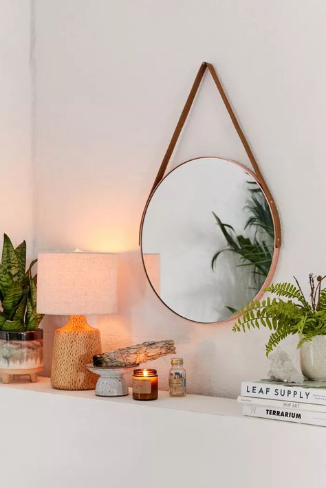 UO Popular Home Styles: Most Liked Products | Urban Outfitters Mirrors With Leather Straps, Mirrors Urban Outfitters, Uo Home, Abstract Decor, Style Deco, Room Ideas Bedroom, Round Mirrors, Mirror Wall Decor, Gifts Diy