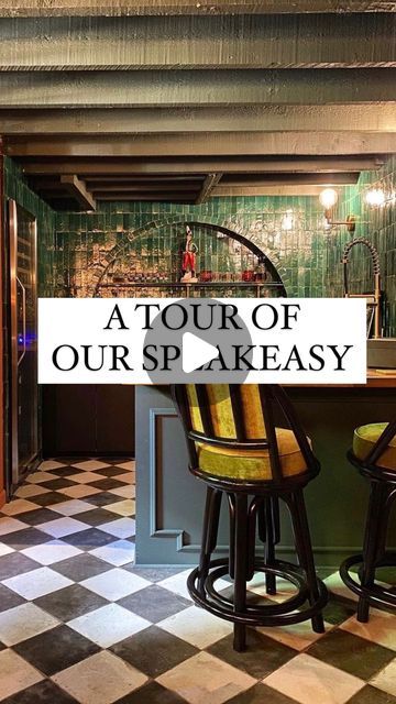 Kate Pearce | Interior Stylist + Blogger on Instagram: "Hands down, the hardest thing to leave in New York was this speakeasy (sorry, ma! 😂😉😘). . We spent 4-5 months thrifting, DIY-ing and building to turn a dirty old 110-y/o basement into our dream space, and then we left it four months later to move to Chicago! 😭😭🌭🌭 . From the hidden door, to the tiled zellige arch, we left no detail unturned. But our basement here in Chicago doesn’t even know what’s up!… Chicago-style speakeasy coming your way…in 2023 maybe? 😂🙌💁🏻‍♀️ . #speakeasy #basementremodel #basement #homebar #diyhomedecor #diyhomeprojects #diy #apartmenttherapy #sodomino #myhousebeautiful" Diy Speakeasy Bar, 1920s Speakeasy Aesthetic, Speakeasy Decor Bar, Thrifting Diy, Speakeasy Door, 1920 Home, Speakeasy Decor, 1920s Speakeasy, Dreams Spa