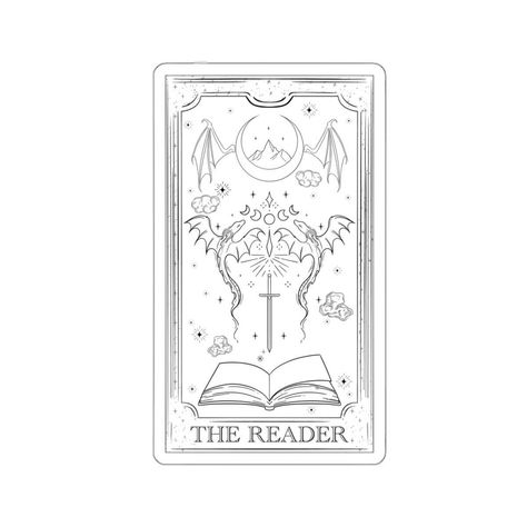 “The Reader” tarot card sticker is available, along with our “The Cauldron” and “The TBR” BookTok inspired stickers https://torannprints.etsy.com/listing/1754408957 . . . . #booktok #acotar #tarot #sarahjmaas #acourtofthornsandroses #fantasy Reader Tarot Card Tattoo, The Reader Tarot Card Tattoo, Bookmark Tattoo, Booktok Bookmarks, Tarot Card Tattoo Design, Tarot Sketch, Tat Sleeve, Reader Tattoo, Kindle Decor