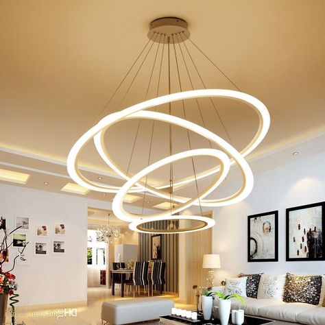 Lustre pour un salon moderne : les plus beaux modèles Island Ceiling Light, Dining Room Lamps, Acrylic Chandelier, Light For Dining Room, Pop False Ceiling Design, Modern Led Lighting, Ceiling Light Design, Hanging Light Fixtures, Suspension Lamp