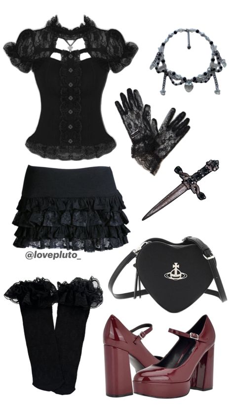 Dark Feminine Coquette, Vampire Inspired Outfits, Vampire Coquette, Dark Outfits, Dark Feminine, Future Outfit, Inspired Outfits, Cute Fits, Fitness Inspo