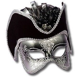 half mask men's silver    DOUG WORE THIS TO MASQUERADE SWING DANCE! :D Venetian Carnival Costume, Masks Venetian, Ash Wed, Masked Woman, Venetian Costume, Pancake Tuesday, Royal Costume, It's Tuesday, Plastic Mask