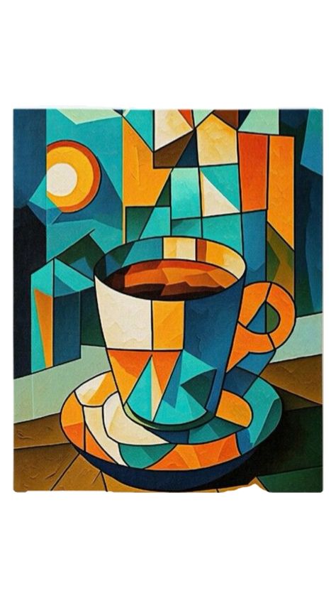 Creative Abstract Painting, Abstract Cubism Art, 4 By 4 Canvas Paintings, Coffee Abstract Art, Abstract Shapes Art, Cubism Art Paintings Easy, Canvas Abstract Painting Ideas, Cubist Art Ideas, Canvas Ideas Abstract