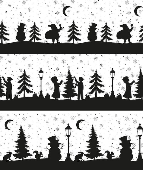 Winter Scene Silhouette Svg, Christmas Silhouette Art, Simple Christmas Silhouette Images, Christmas Silloutes, Christmas Window Silhouettes, Diy Cards With Cricut, Christmas Silhouette Templates, Christmas Silhouette Projects, Christmas Silhouette Images