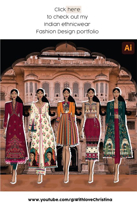 My Indian ethnic wear fashion design portfolio. Portfolio Design For Fashion Designer, Silhouette Board Fashion Design, Indian Architecture Inspired Fashion, Indian Silhouettes Fashion, Indian Fashion Mood Boards, Range Board Fashion Illustration, Fashion Portfolio Ideas Inspiration, Fashion Mood Board Inspiration, Ornate Maximalism