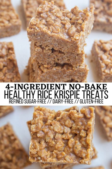 Paleo Rice Krispie Treats, Recipes With Rice Krispies Healthy, Rice Krispie Healthy, Healthy Rice Krispie Recipes, Clean Rice Krispie Treats, Paleo Rice Crispy Treats, Protein Krispy Treats, Pb2 Rice Krispie Treats, Gluten Free Rice Krispie Treats Recipes