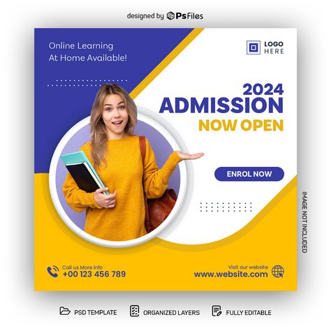 Education Service Admission Open Instagram Post Design PSD - PsFiles Education Pamphlet Design, College Pamphlet Design, Computer Education Poster Design, Tution Class Banner Design, School Admission Open Creative Poster, College Banner Design, Education Banner Design Ideas, Chart Design For School, Education Social Media Post Design