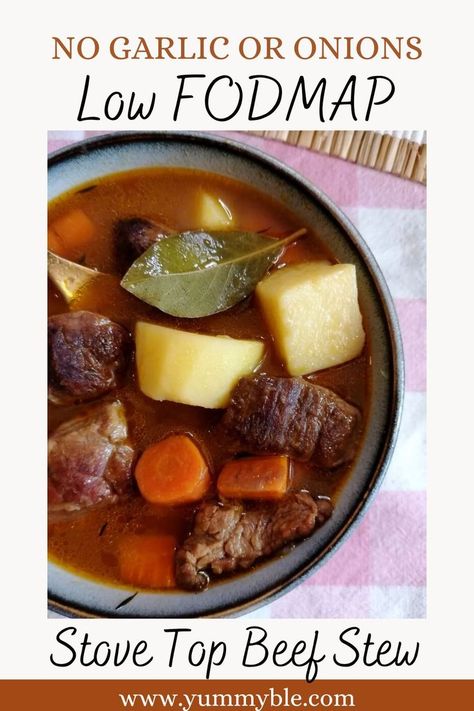 Stew Stove Top, French Onion Beef Stew, Beef Stew Stove, Beef Chuck Recipes, Cubed Beef Recipes, Beef Stew Stove Top, Fodmap Recipes Dinner, Low Fodmap Recipes Dinner, Beef Tip Recipes