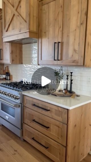 @HilltopHomestead on Instagram: "I just love a rustic kitchen design. It adds so much charm to a home, and just so happens to be the same color as dirt 😉. With a house full of rowdy kids, pack of dogs and a rogue husband, this was a necessity.   We used an oil-based Minwax stain called Weathered Oak on our knotty alder cabinets. It highlighted the variations in the wood grain and knots beautifully.   . . . . #rustickitchen #rustickitchendesign #modernrustic #rusticmodern #knottyalder #modernfarmhouse #modernfarmhousekitchen #farmhousekitchen #organicmodern #ourbuildjourney #frombuildtobuilt #idahome" Knotty Alder Kitchen Cabinet Stain Colors, Knotty Alder Stain Colors Kitchen, Adler Cabinets Knotty, Weathered Oak Stain On Knotty Alder, Cypress Kitchen Cabinets, Knotty Alder Kitchen Cabinets Stains, Stained Hickory Kitchen Cabinets, Stained Alder Cabinets, Knotty Alder Stain Colors