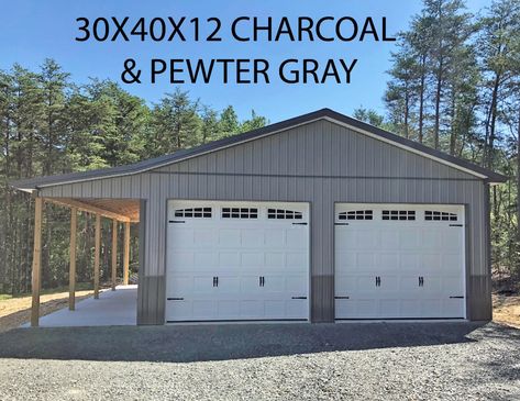 Shirk Pole Buildings Small Garage Shop Ideas, Shop Colors Metal, Metal Shop Building 30x40, 30x40 Shop Layout, Shop Addition Ideas, Pole Barn Shop Plans, 30x40 Garage Plans With Loft, Metal Buildings Garage, Metal Pole Barn Garage