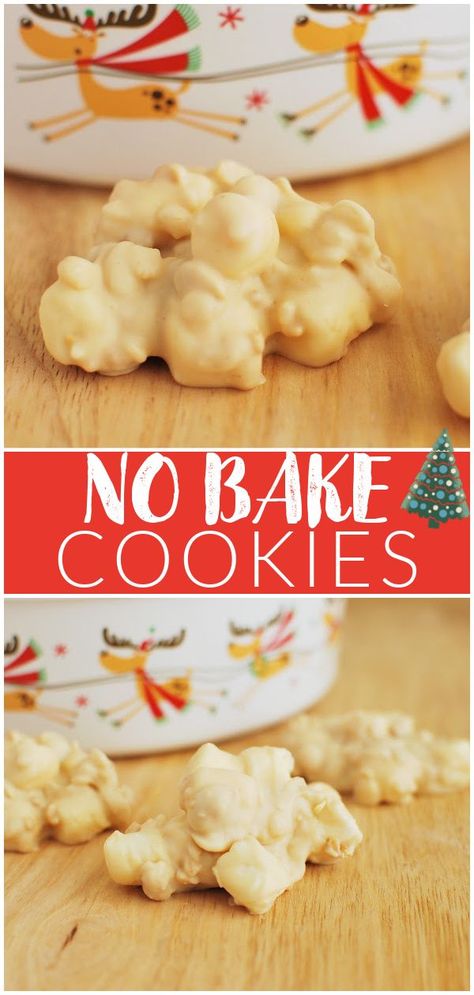 No Bake Avalanche Cookies, Drop Cookies No Bake, Avalanche Cookies, Almond Bark Recipes, Peanut Butter Rice Crispies, Peanut Butter White Chocolate, Christmas Cookie Exchange Recipes, Christmas Baking Cookies, Peanut Butter Marshmallow