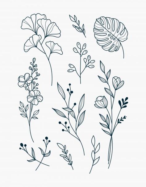 240+ Impressive Botanical Tattoo Designs (2023) - TattoosBoyGirl Floral Embroidery Designs Drawings, Simple Botanical Tattoo, Small Botanical Tattoo, Florals Drawings, Small Flower Drawing, Drawing Plants And Flowers, Botanical Doodles, Botanical Tattoo Design, Plants Tattoo