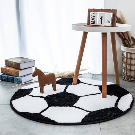 Amazon.com: Kids Rug Football Round Rug Carpet Floor Chair Mat for Kids Rooms Children's Bedroom (Soccer, 2.6 ft) : Home & Kitchen Soccer Room, Kids Rug, Chair Mat, Children's Bedroom, Chair Mats, Hotel Lobby, Round Rug, Carpet Flooring, Kids Rooms