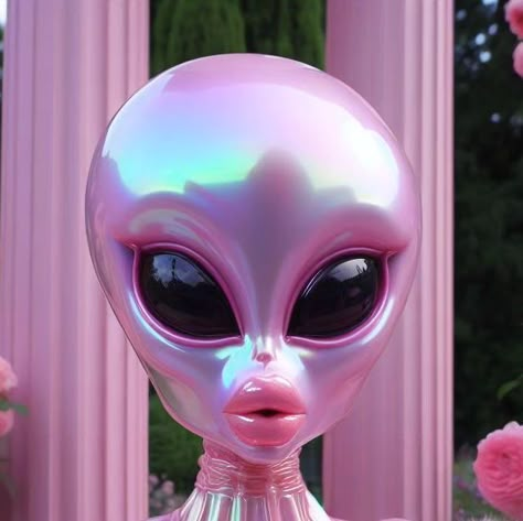 Alien Profile Picture, Pink Glam Aesthetic, Alien Selfie, Pretty Alien, Contact Pics, Playlist Wallpaper, Space Angel, Alien Doll, Hi Lights