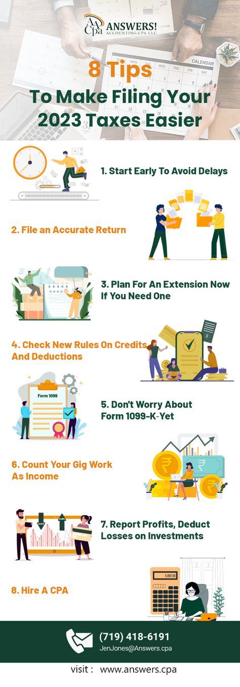 Filing Your 2023 Taxes Easier Tax Infographic, Gig Work, Irs Taxes, Accounting Firms, Tax Season, Tax Refund, Colorado Springs, No Worries, Accounting