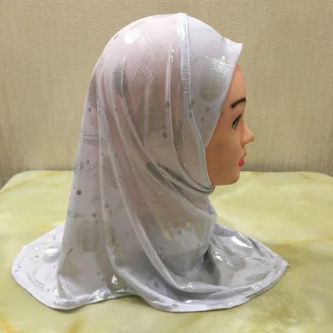 H210 Silver print small girl amira hijab fit 2 5 years old kids al amira pull on islamic scarf headwrap headbands|Islamic Clothing| - AliExpress Headwrap Headbands, Al Amira, Scarf Headwrap, Amira Hijab, Small Girl, Girls Hijab, Head Wrap Headband, Silver Print, Islamic Clothing