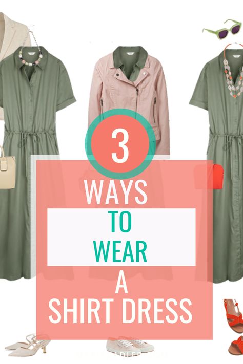 A shirt dress is so versatile, here are 3 ways to wear a shirt dress for the summer How To Wear Shirt Dress, Shirt Dress Styling Ideas, How To Style A Shirt Dress, Ways To Wear A Shirt, Style A Shirt Dress, How To Wear Shirt, Short Shirt Dress, 3 Ways To Wear, Smart Casual Women