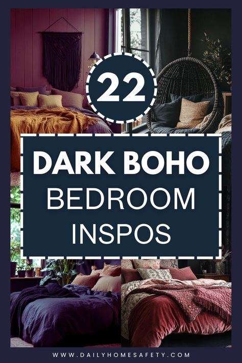 Discover 22 dark boho bedroom inspirations to create a cozy and stylish space. From rich, moody color palettes to eclectic textures and patterns, these ideas will help you bring a touch of bohemian flair to your bedroom decor. Dark Boho Bedroom, Nursery Design Neutral, Dark Boho, Boho Bedroom Design, Black Bed Frame, Moody Bedroom, Tranquil Retreat, Couch Decor, Sanctuary Bedroom