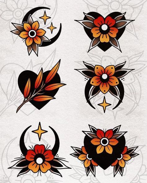 American Traditional Crystal Tattoo, Top Of Wrist Tattoos Traditional, Fall Flash Sheet, American Traditional Designs, Neo Traditional Flash, Traditional Nature Tattoo, Traditional Tattoo Outline, Traditional Tattoo Inspiration, Traditional Tattoo Flowers